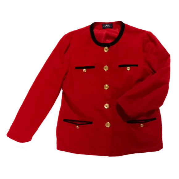 Eila Helen Jackets & Blazers - Size 10-12 Bright Red Unusual Buttons Smart WOOL Jacket